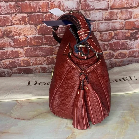 Dooney & Bourke Wine Red Pebbled Tassel Shoulder Bag
